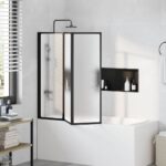 vidaXL Sprchová zástena Čierny 120 x 2 x 117 cm Hliník a PP – Obrázok 3