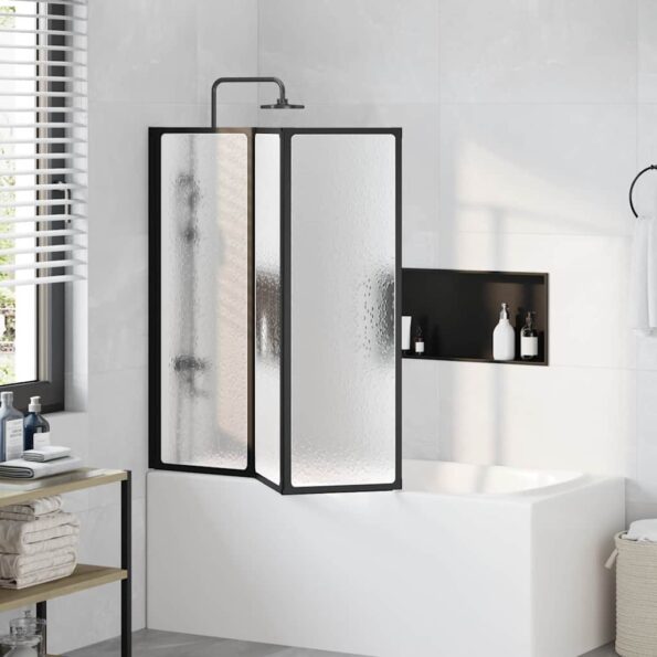 vidaXL Sprchová zástena Čierny 120 x 2 x 117 cm Hliník a PP – Obrázok 3