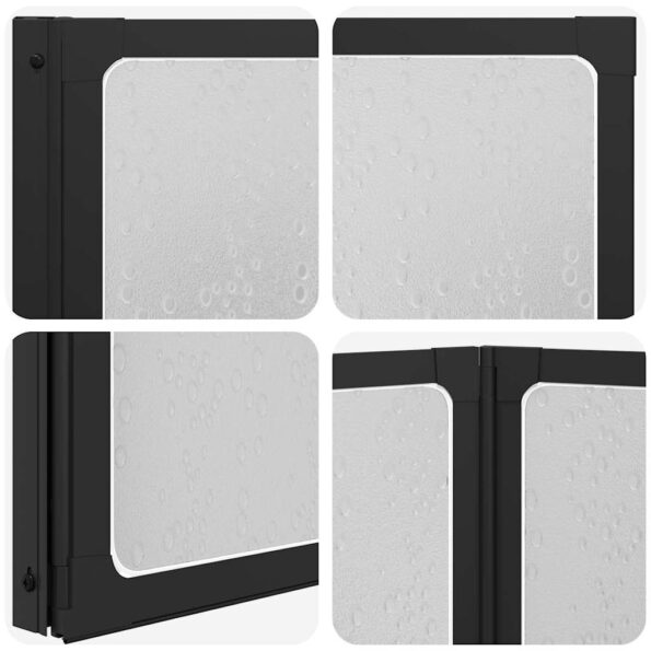 vidaXL Sprchová zástena Čierny 120 x 2 x 117 cm Hliník a PP – Obrázok 9