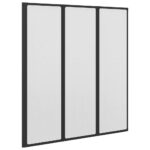 vidaXL Sprchová zástena Čierna 132 x 2 x 140 cm Hliník – Obrázok 2