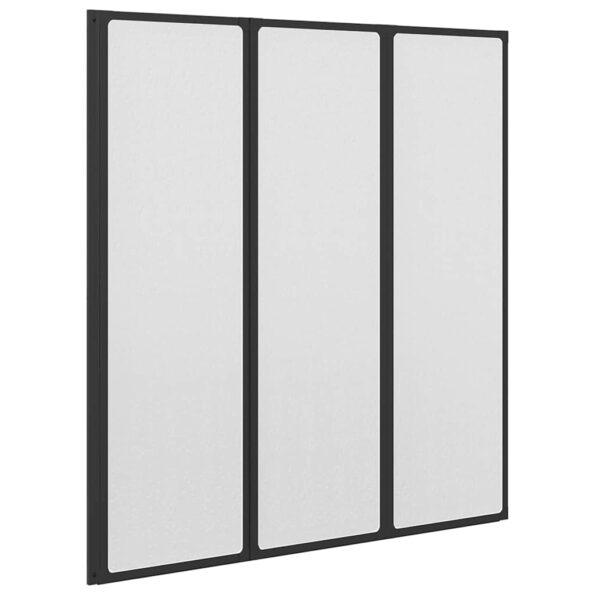 vidaXL Sprchová zástena Čierna 132 x 2 x 140 cm Hliník – Obrázok 2