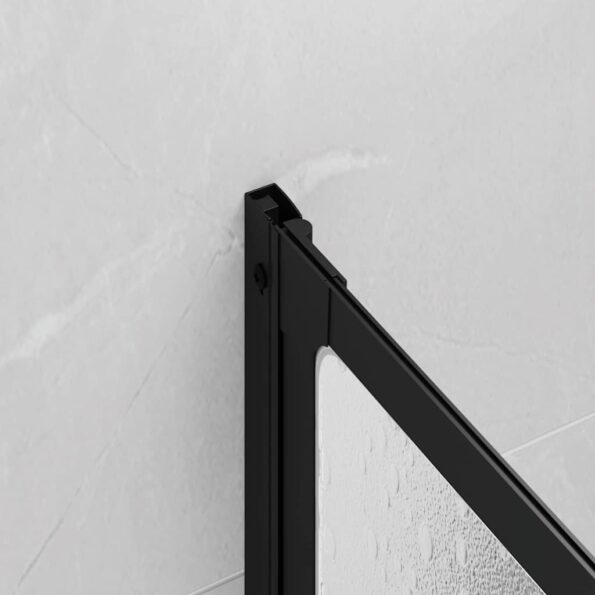 vidaXL Sprchová zástena Čierna 132 x 2 x 140 cm Hliník – Obrázok 4