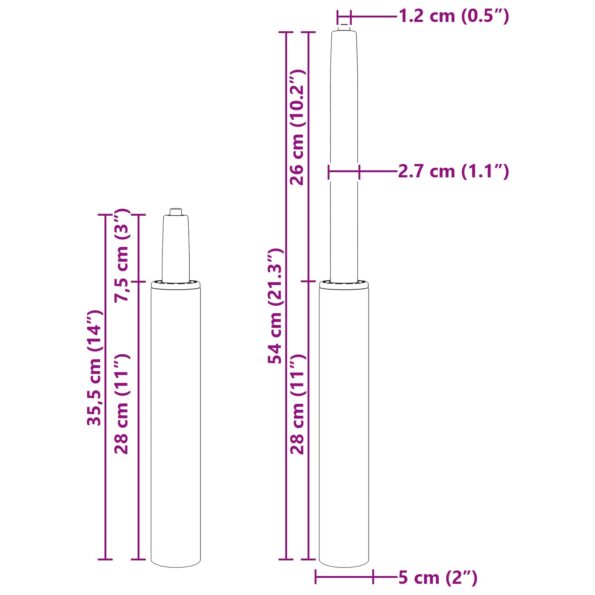 vidaXL Plynový valec kancelárskej stoličky Čierna 18,5 cm Železo – Obrázok 9