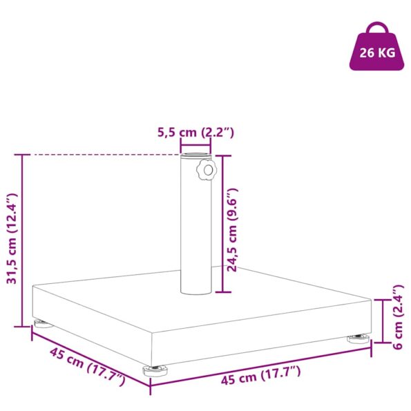 vidaXL Základňa pre slnečník Tmavošedý vzhľad dreva 45 x 45 x 31,5 cm – Obrázok 12