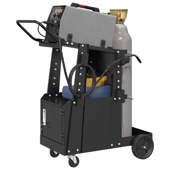 vidaXL Zváračský vozík Čierna 90 x 46 x 96 cm Oceľ – Obrázok 3