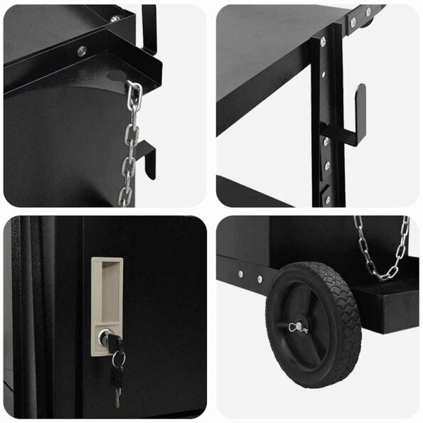 vidaXL Zváračský vozík Čierna 90 x 46 x 96 cm Oceľ – Obrázok 8