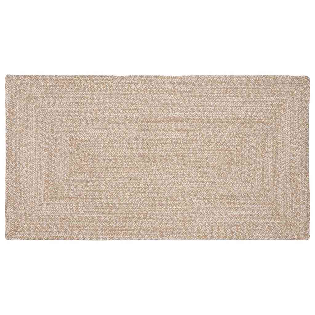 42010471_1.jpg vidaXL Kusové koberce Obdĺžnikový Prírodná a biela 80 x 150 cm Juta – Obrázok 1