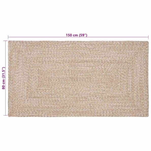 vidaXL Kusové koberce Obdĺžnikový Prírodná a biela 80 x 150 cm Juta – Obrázok 8