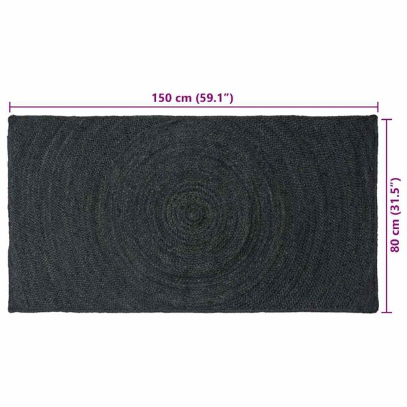 vidaXL Kusové koberce Obdĺžnikový Tmavo šedá 80 x 150 cm Juta – Obrázok 9
