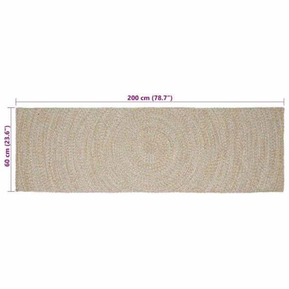 vidaXL Kusové koberce Obdĺžnikový Prírodná a biela 60 x 200 cm Juta – Obrázok 8