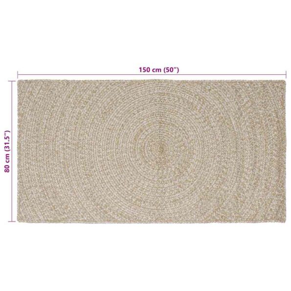 vidaXL Kusové koberce Obdĺžnikový Prírodná a biela 80 x 150 cm Juta – Obrázok 8