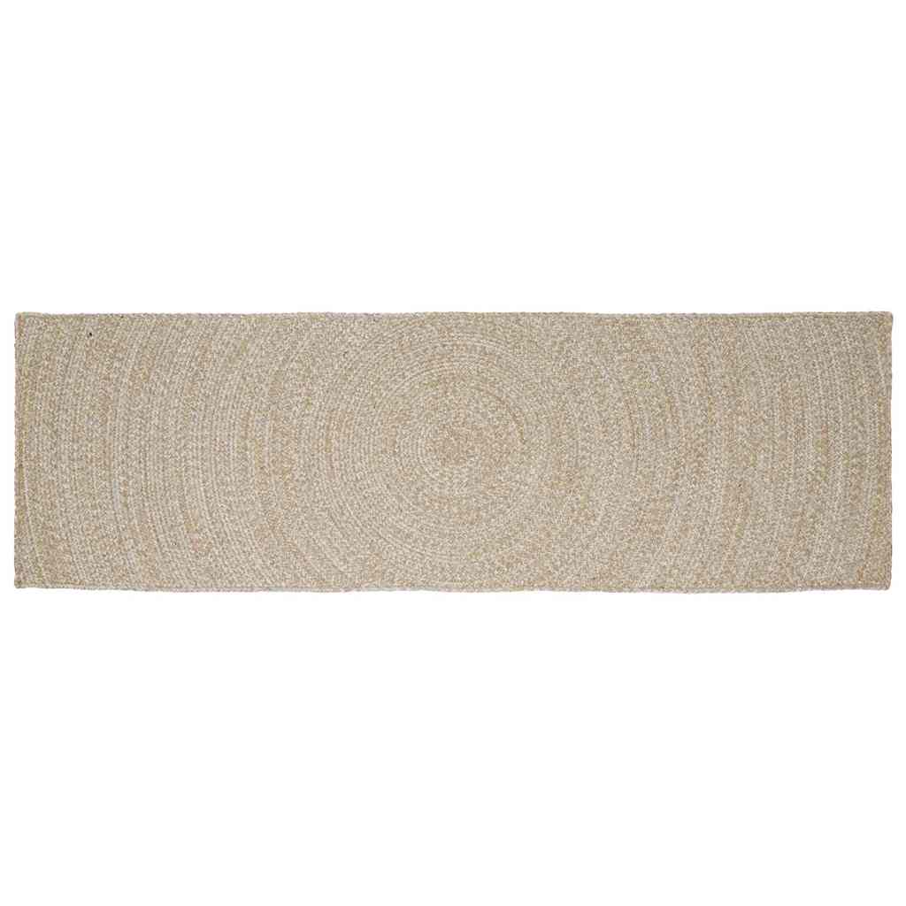42010598_1.jpg vidaXL Kusové koberce Obdĺžnikový Prírodná a biela 80 x 200 cm Juta – Obrázok 1