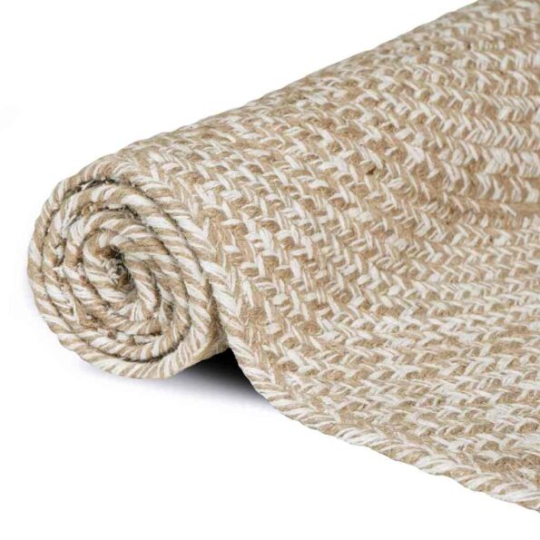vidaXL Kusové koberce Obdĺžnikový Prírodná a biela 80 x 200 cm Juta – Obrázok 2