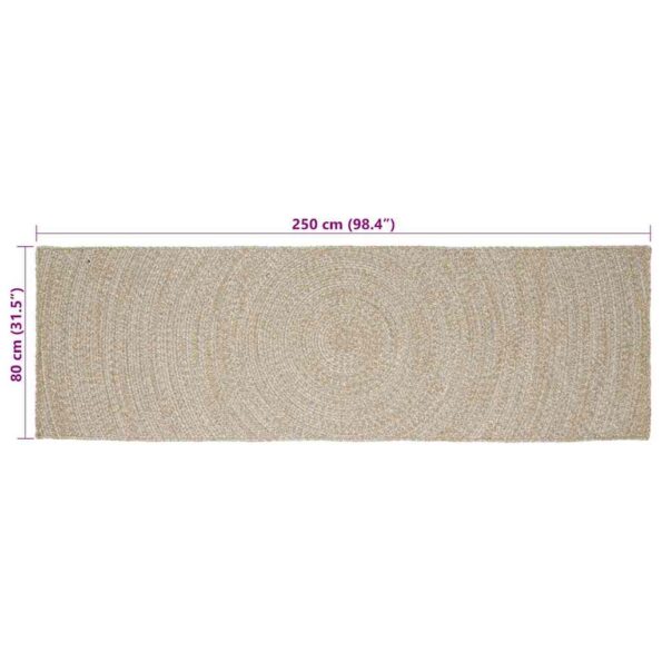 vidaXL Kusové koberce Obdĺžnikový Prírodná a biela 80 x 250 cm Juta – Obrázok 8