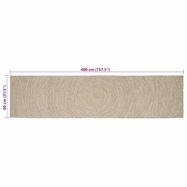 vidaXL Kusové koberce Obdĺžnikový Prírodná a biela 80 x 400 cm Juta – Obrázok 8