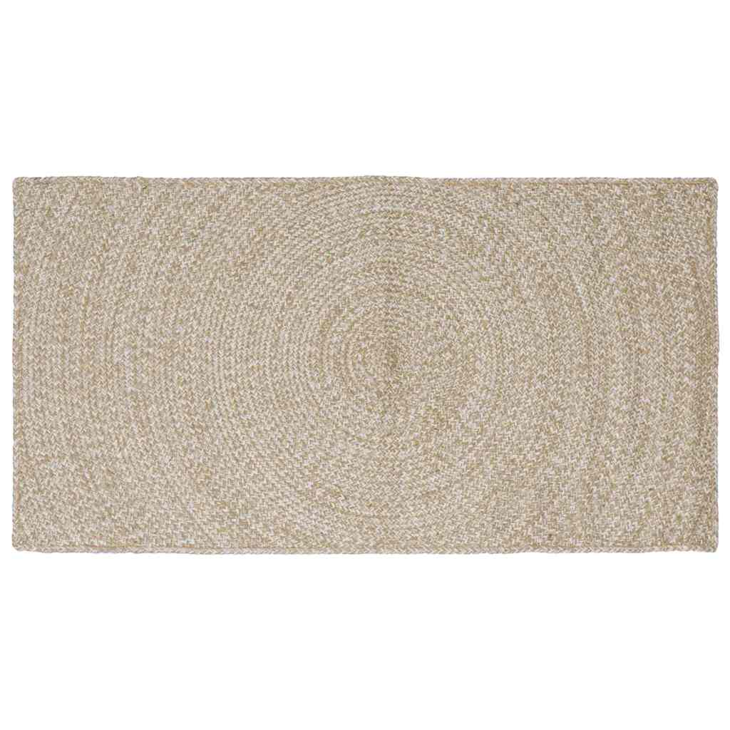 42010602_1.jpg vidaXL Kusové koberce Obdĺžnikový Prírodná a biela 100 x 200 cm Juta – Obrázok 1
