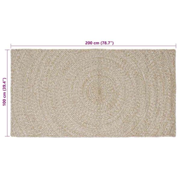 vidaXL Kusové koberce Obdĺžnikový Prírodná a biela 100 x 200 cm Juta – Obrázok 8