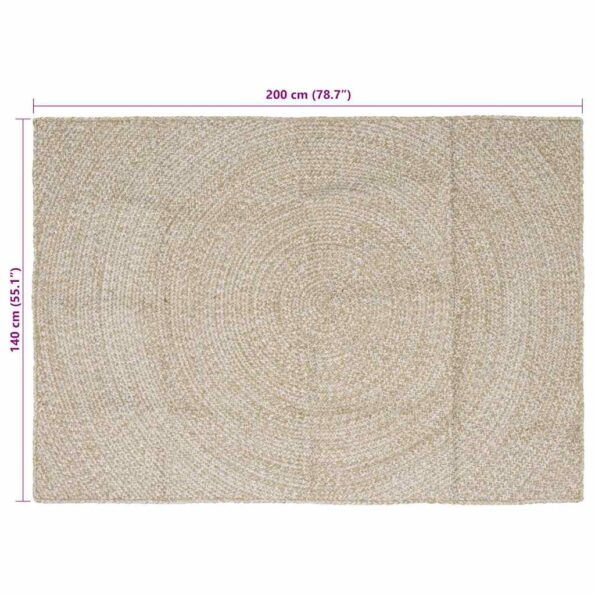 vidaXL Kusové koberce Obdĺžnikový Prírodná a biela 140 x 200 cm Juta – Obrázok 8