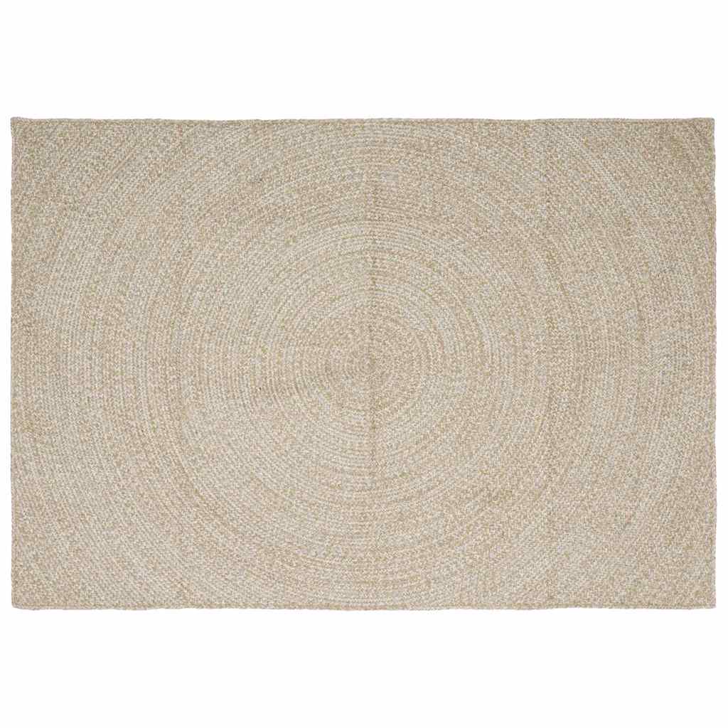 42010609_1.jpg vidaXL Kusové koberce Obdĺžnikový Prírodná a biela 200 x 290 cm Juta – Obrázok 1