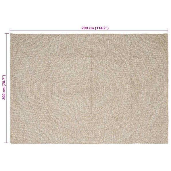 vidaXL Kusové koberce Obdĺžnikový Prírodná a biela 200 x 290 cm Juta – Obrázok 8