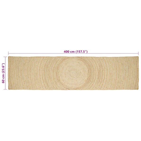 vidaXL Koberec Prírodná a biela 60 x 400 cm Juta – Obrázok 8