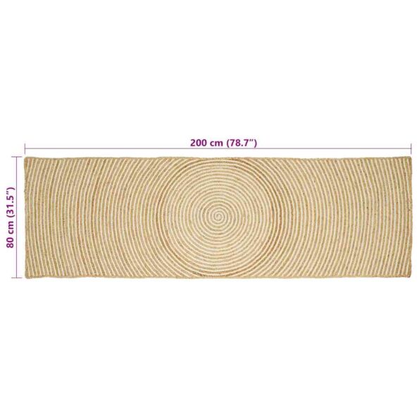vidaXL Koberec Prírodná a biela 80 x 200 cm Juta – Obrázok 8