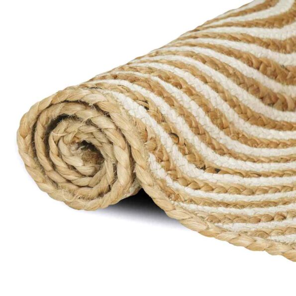 vidaXL Koberec Prírodná a biela 100 x 200 cm Juta – Obrázok 3