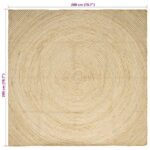 vidaXL Koberec Prírodná a biela 200 x 200 cm Juta – Obrázok 8