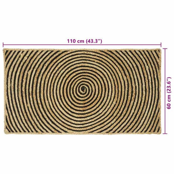 vidaXL Koberec Prírodná a čierna 60 x 110 cm Juta – Obrázok 9