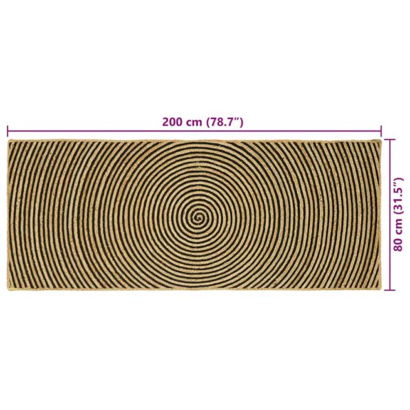 vidaXL Koberec Prírodná a čierna 80 x 200 cm Juta – Obrázok 9