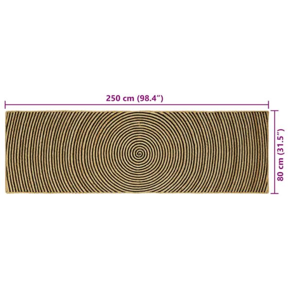 vidaXL Koberec Prírodná a čierna 80 x 250 cm Juta – Obrázok 9