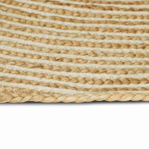 vidaXL Koberec Prírodná a biela 122 x 183 cm Juta – Obrázok 2