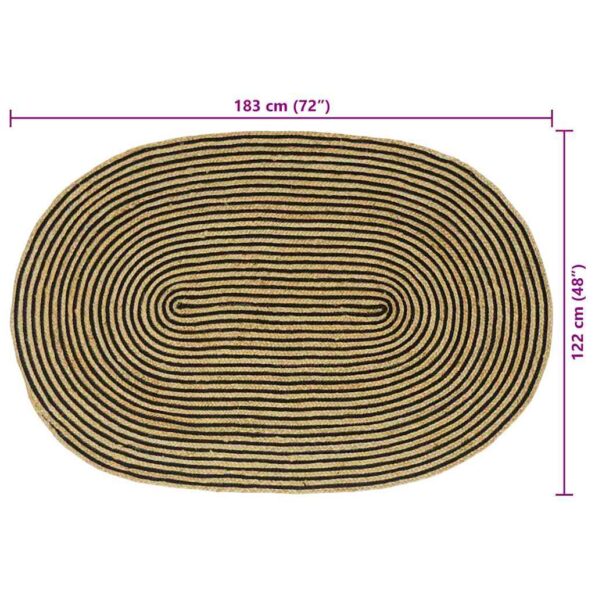 vidaXL Koberec Prírodná a čierna 122 x 183 cm Juta – Obrázok 8