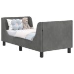 vidaXL Rám detskej postele s čelom Tmavo šedá 70 x 140 cm Zamat – Obrázok 2
