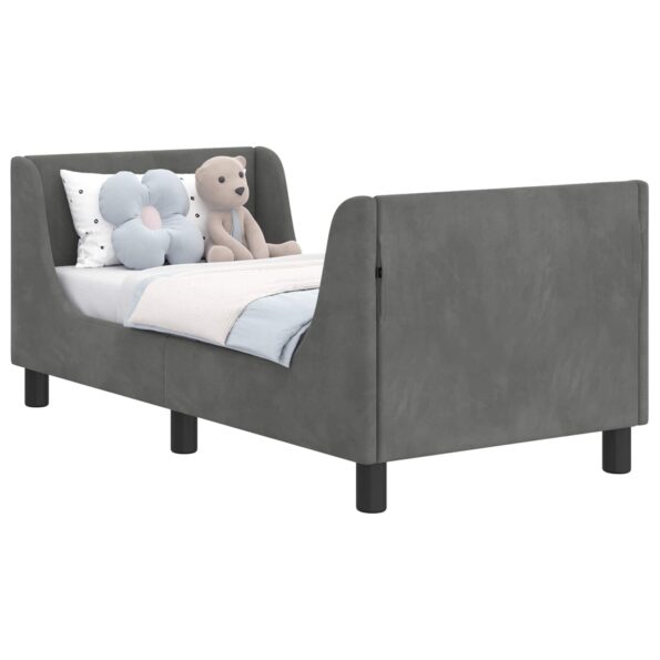 vidaXL Rám detskej postele s čelom Tmavo šedá 70 x 140 cm Zamat – Obrázok 2