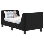 vidaXL Rám detskej postele s čelom Čierna 70 x 140 cm Zamat – Obrázok 2