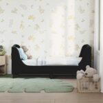 vidaXL Rám detskej postele s čelom Čierna 70 x 140 cm Zamat – Obrázok 3