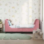 vidaXL Rám detskej postele s čelom Ružová 70 x 140 cm Zamat – Obrázok 3