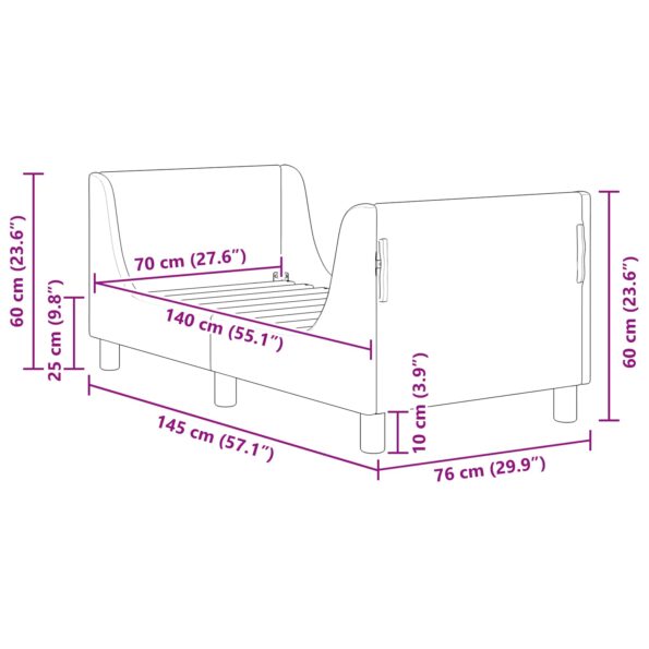 vidaXL Rám detskej postele s čelom Ružová 70 x 140 cm Zamat – Obrázok 9