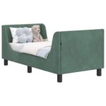 vidaXL Rám detskej postele s čelom Morská zelená 70 x 140 cm Zamat – Obrázok 2