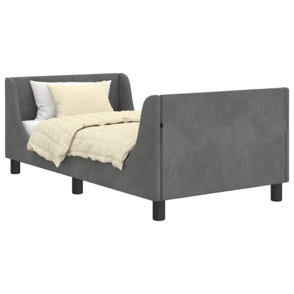 vidaXL Detský rám na posteľ s čelom Tmavo šedá 80 x 160 cm Zamat – Obrázok 2