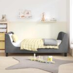 vidaXL Detský rám na posteľ s čelom Tmavo šedá 80 x 160 cm Zamat – Obrázok 3