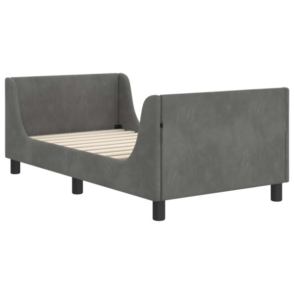 vidaXL Detský rám na posteľ s čelom Tmavo šedá 80 x 160 cm Zamat – Obrázok 4