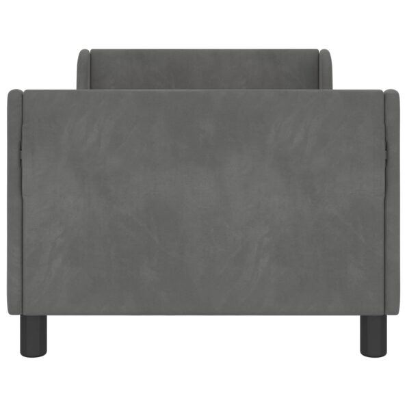 vidaXL Detský rám na posteľ s čelom Tmavo šedá 80 x 160 cm Zamat – Obrázok 5