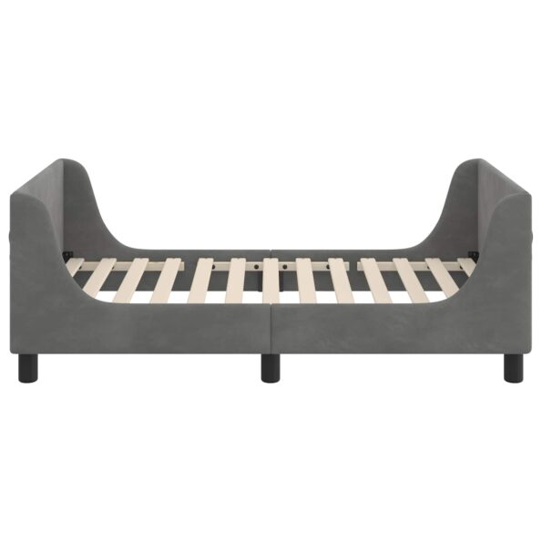 vidaXL Detský rám na posteľ s čelom Tmavo šedá 80 x 160 cm Zamat – Obrázok 6