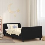 vidaXL Detský rám na posteľ s čelom Čierna 80 x 200 cm Zamat