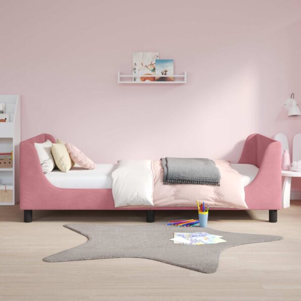 vidaXL Detský rám na posteľ s čelom Ružová 80 x 200 cm Zamat – Obrázok 3