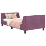 vidaXL Detský rám na posteľ s čelom Fialová 90 x 190 cm Zamat – Obrázok 2