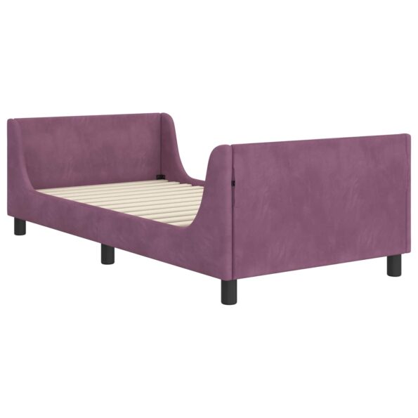 vidaXL Detský rám na posteľ s čelom Fialová 90 x 190 cm Zamat – Obrázok 4