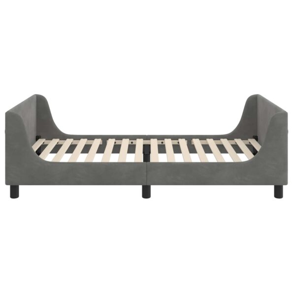 vidaXL Detský rám na posteľ s čelom Tmavo šedá 90 x 200 cm Zamat – Obrázok 6